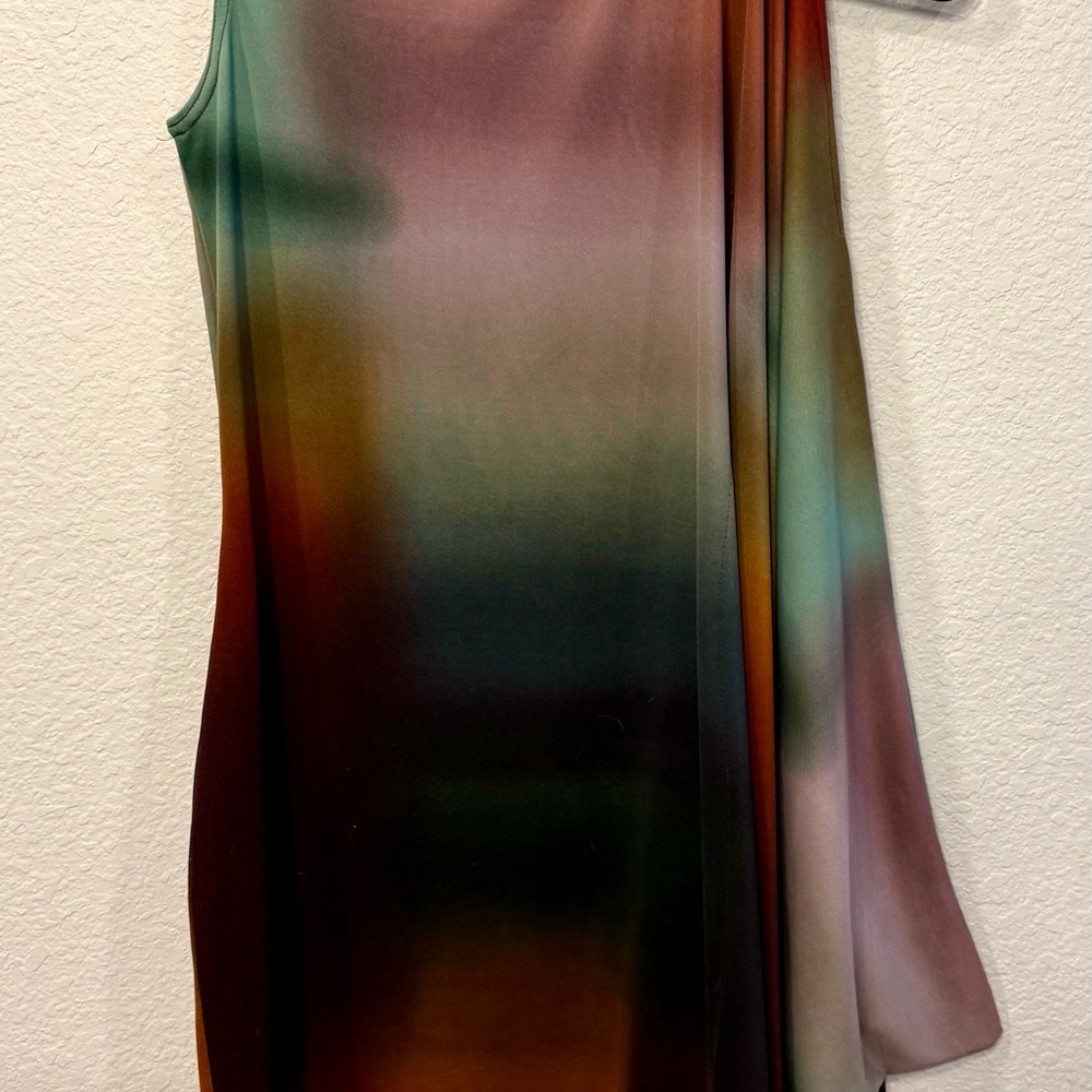 ASOS Watercolor Sleeveless Dress With Side Drape